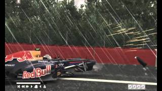 F1 2011 Codemasters - Red Bull Crashes at Spa Francorchamps - Eau Rouge