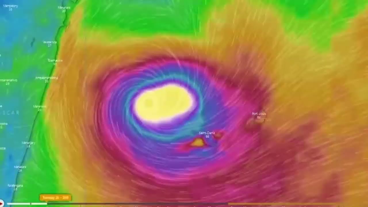 Ciclone assustador com ventos de 350 km/h atingiu  Ilhas Maurício