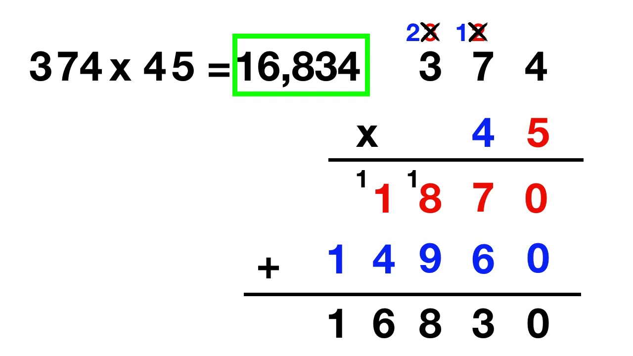 Standard Algorithm Multiplication 3 x 2 Digit - YouTube