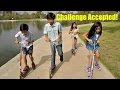 Kids Challenge: Scooter Razor Race At The Park - Doc vs E.L. vs Rocky vs Piper