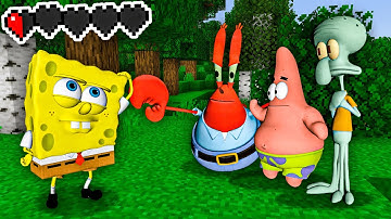 Minecraft Speedrunner Squidward VS 3 Hunters - Animation SpongeBob