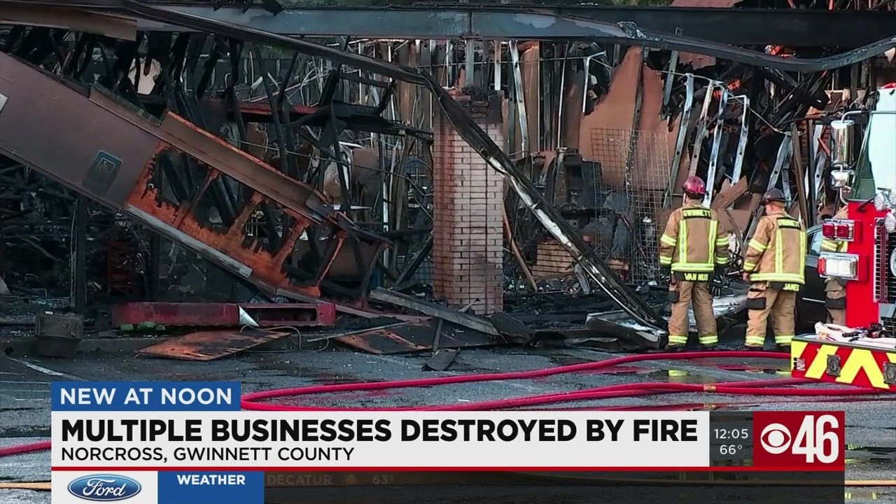 Multiple businesses destroyed by fire - YouTube