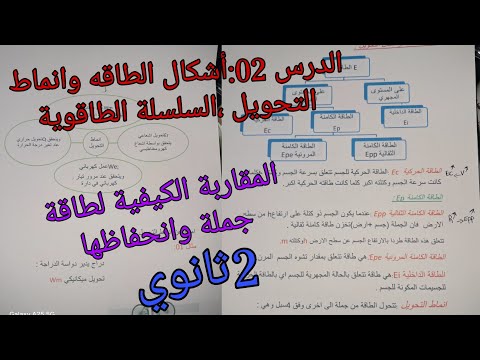 الدرس 02 أنماط التحويل وأشكال الطاقة السلسلة الطاقوية المقاربة الكيفية لطاقة جملة وانحفاظها 2ثانوي 