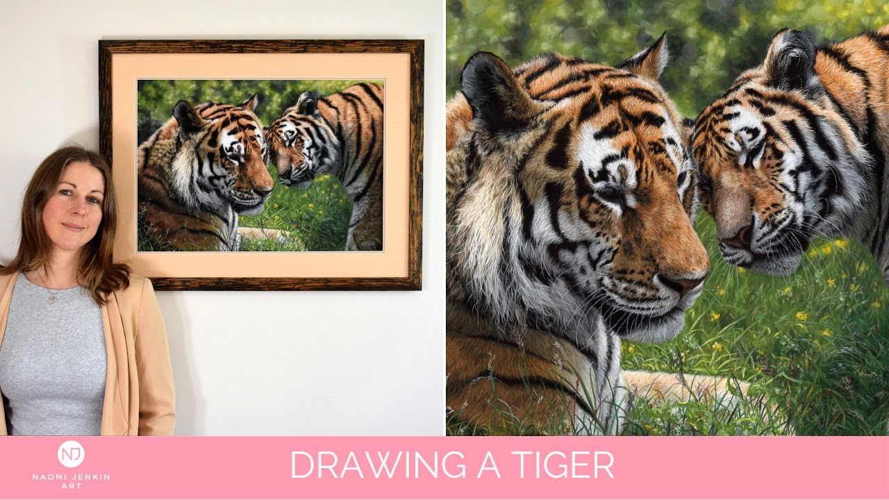 "Allegiance" - Realistic Tiger Painting in Pastels by Wildlife Artist Naomi Jenkin