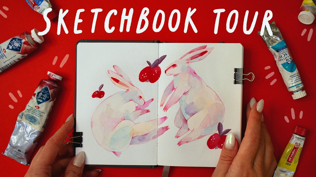 SKETCHBOOK TOUR #2 🔥 tiny sketchbook & mixed-media chaos: gouache, markers, pen and pencil drawings✨