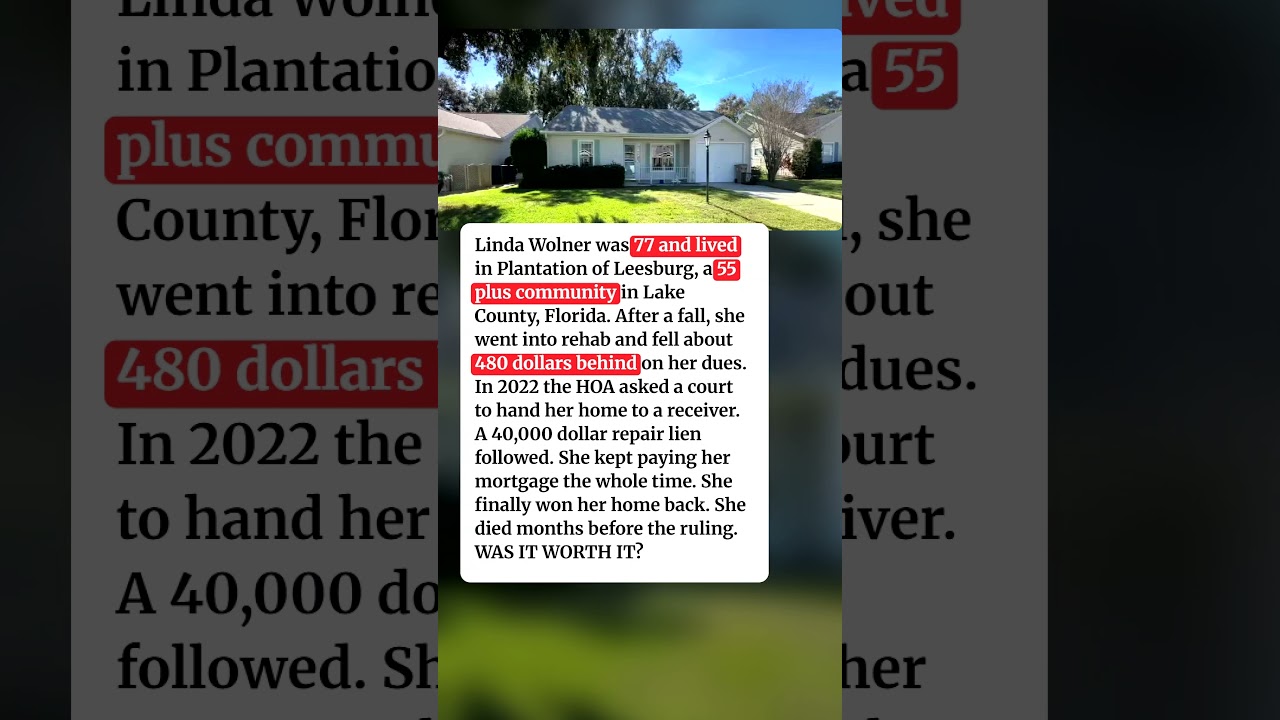 She was in rehab. The HOA seized her home.