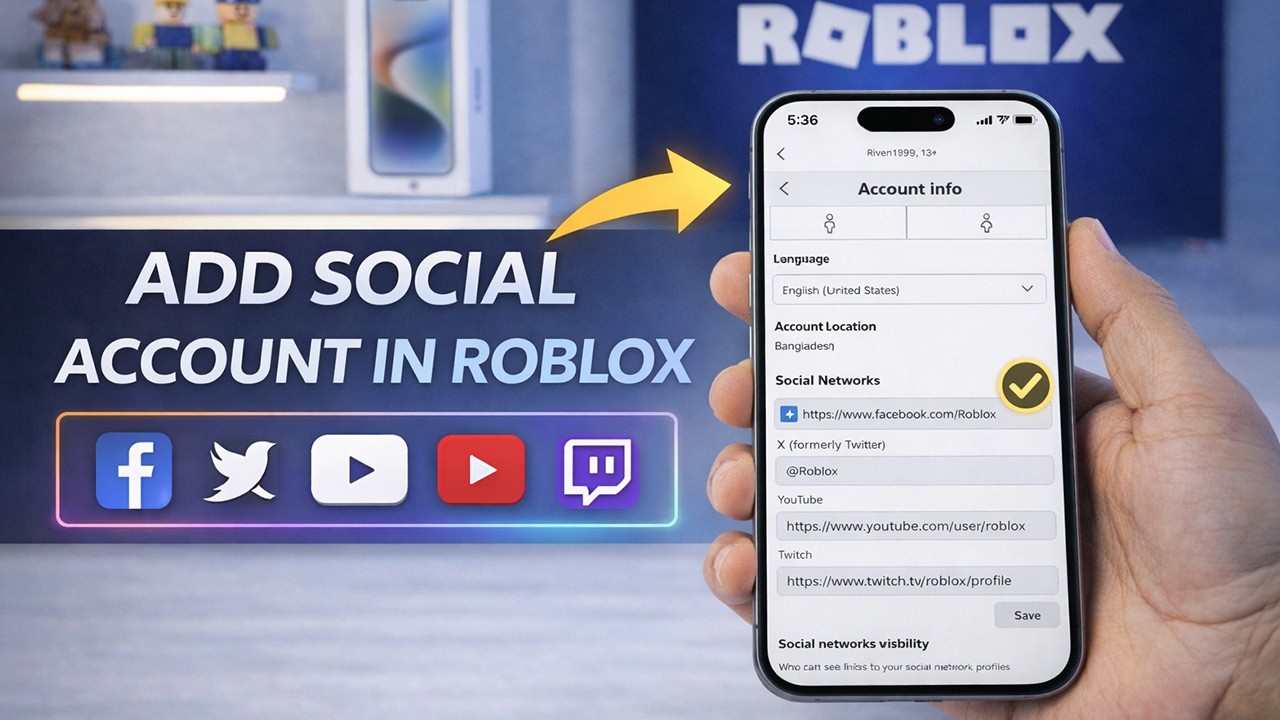 How To Link Your Social Media Accounts on Roblox iPhone | Add Social Links On Roblox Profile