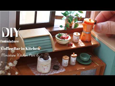 DIY Miniature Coffee Bar in the Kitchen / Dollhouse Coffee Station Set / Miniature Kitchen (part 6)