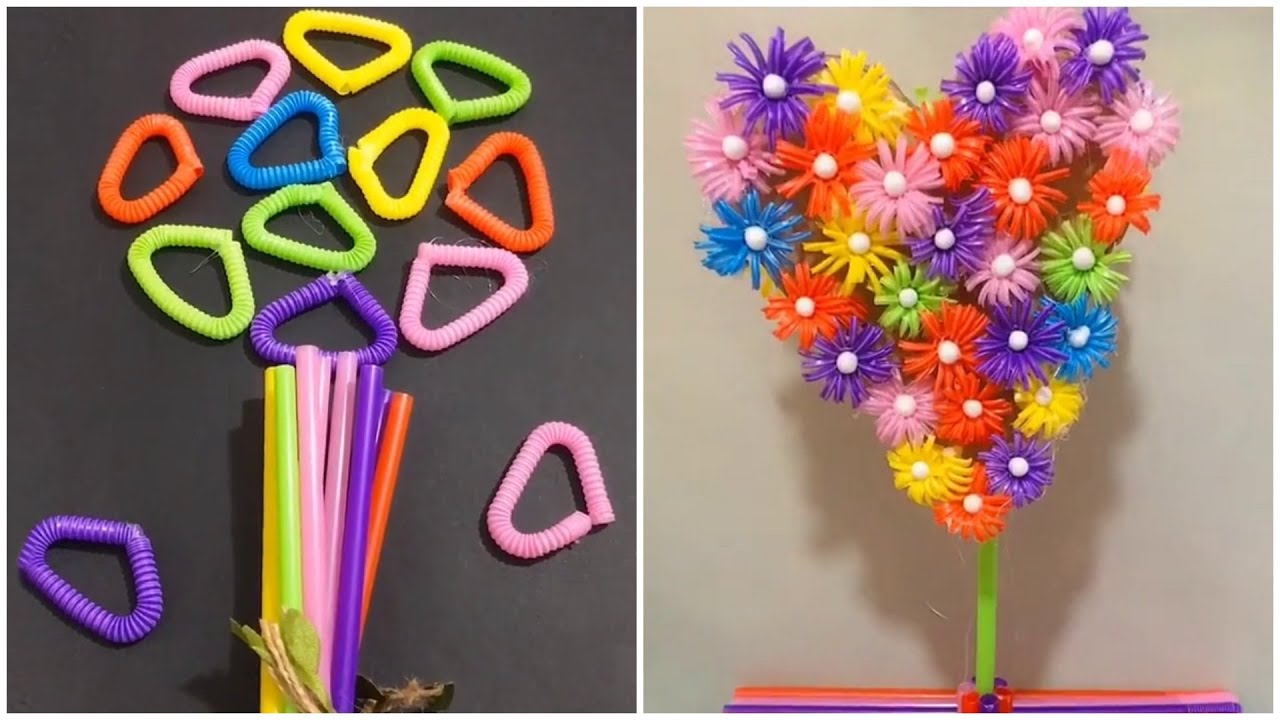 Fun and Creative Crafts Using Plastic Straws and Household Items | DIY ...