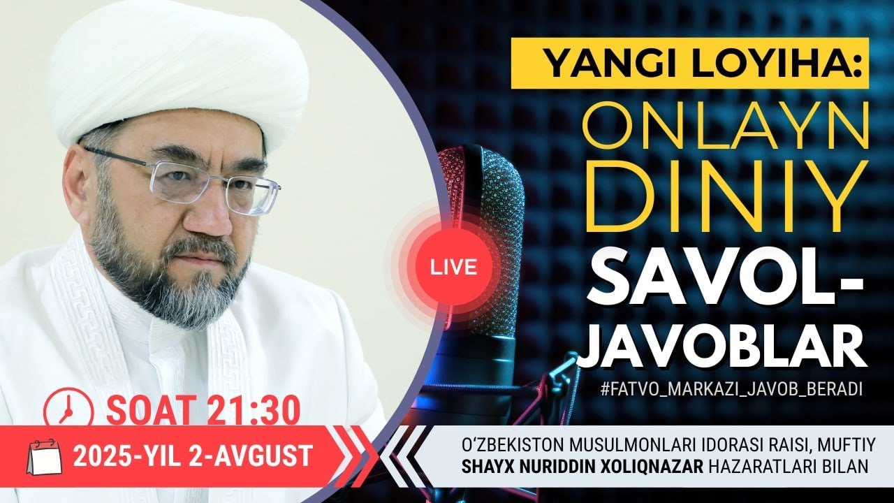 ONLAYN DINIY SAVOL-JAVOBLAR 02.08.2025
