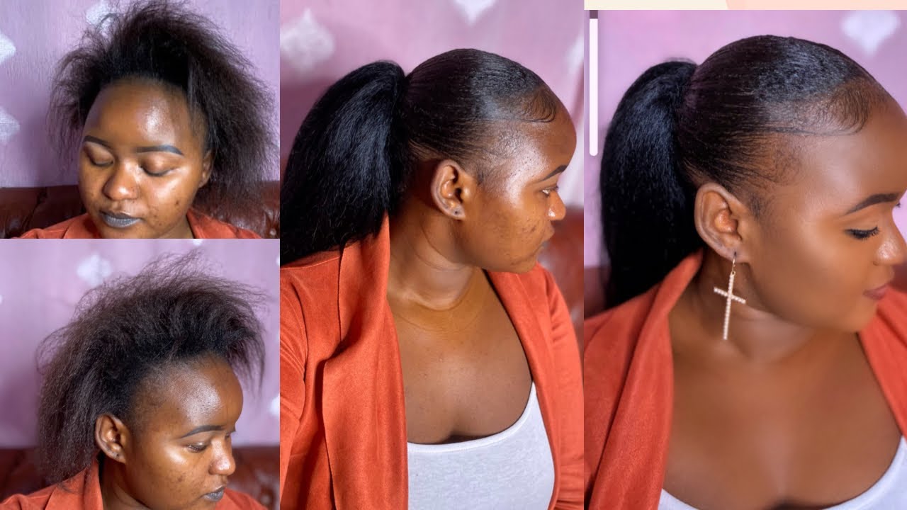 BIG FOREHEAD WITH NO EDGES STYLING GEL HAIR STYLES USING ECO STYLING GEL/  4C HAIRSTYLING AT HOME - YouTube