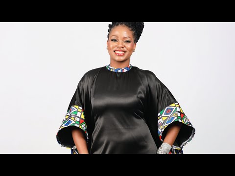 Ndebele Reloaded on Black Satin African Bubu (Kaftan) Dress by Tribe Afrique