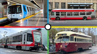 San Francisco Muni Metro, Bay Area Rapid Transit BART, Caltrain, Cable Car, Gold Gate Transit