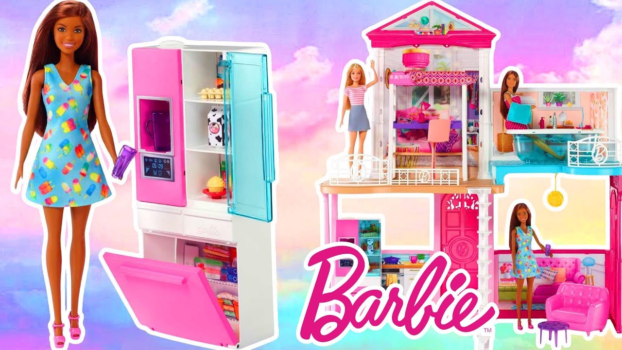 Barbie Dollhouse Set with 3 Dolls and Furniture, Pool and