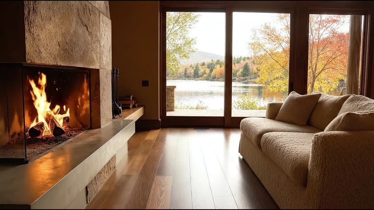 Cozy Autumn Fireplace Ambience 🔥🍂 Real Crackling Sounds for Deep Sleep & Relaxation