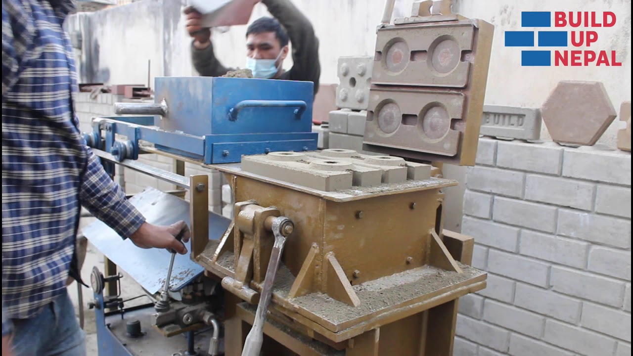 Hydraulic Interlocking brick machine - Build up Nepal - YouTube