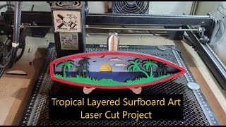 Tropical Layered Surfboard Art, Laser Cut Project