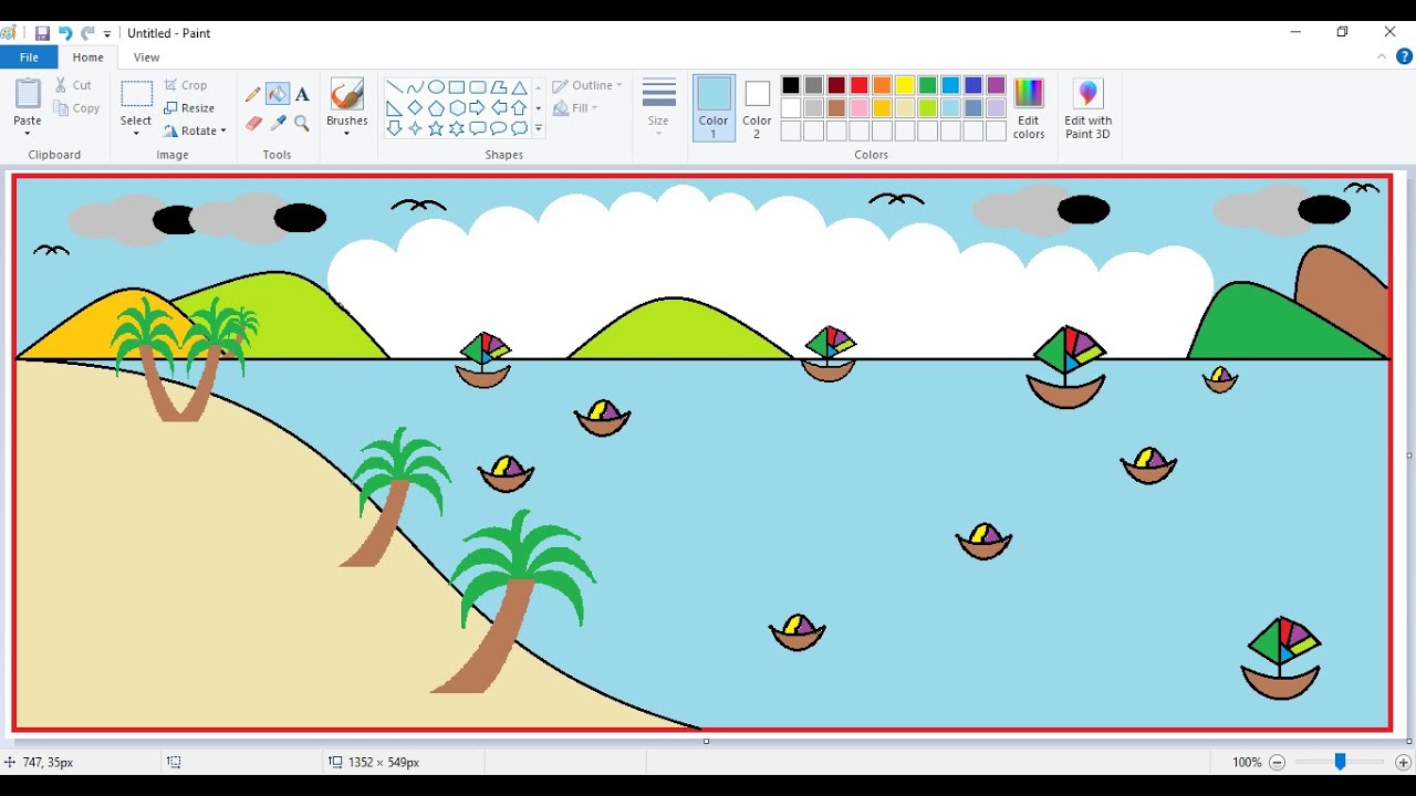 Tin học 1 Hướng dẫn vẽ bãi biển bằng Paint  YouTube