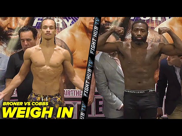 Adrien Broner vs Blair Cobbs Full Weigh in u0026 Face Off Video | Broner vs Cobbs class=