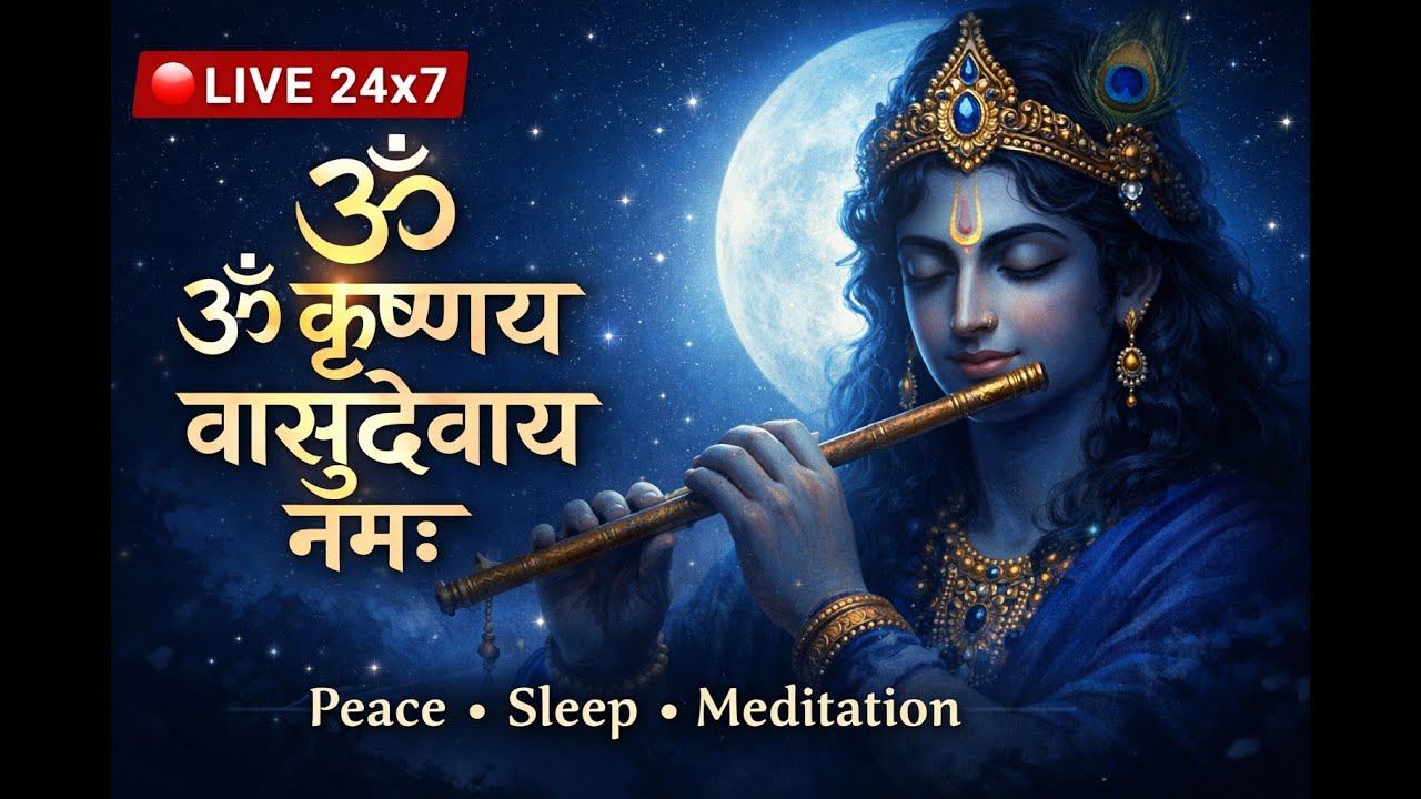 🔴 LIVE 24×7: ॐ कृष्णाय वासुदेवाय नमः | VOV_Bhakti | Male & Female Chant | Peace | Sleep