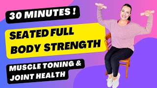 FULL BODY STRENGTH: 30 Minute At Home Chair Workout. Chair Workout For Weight loss & Muscle Strength