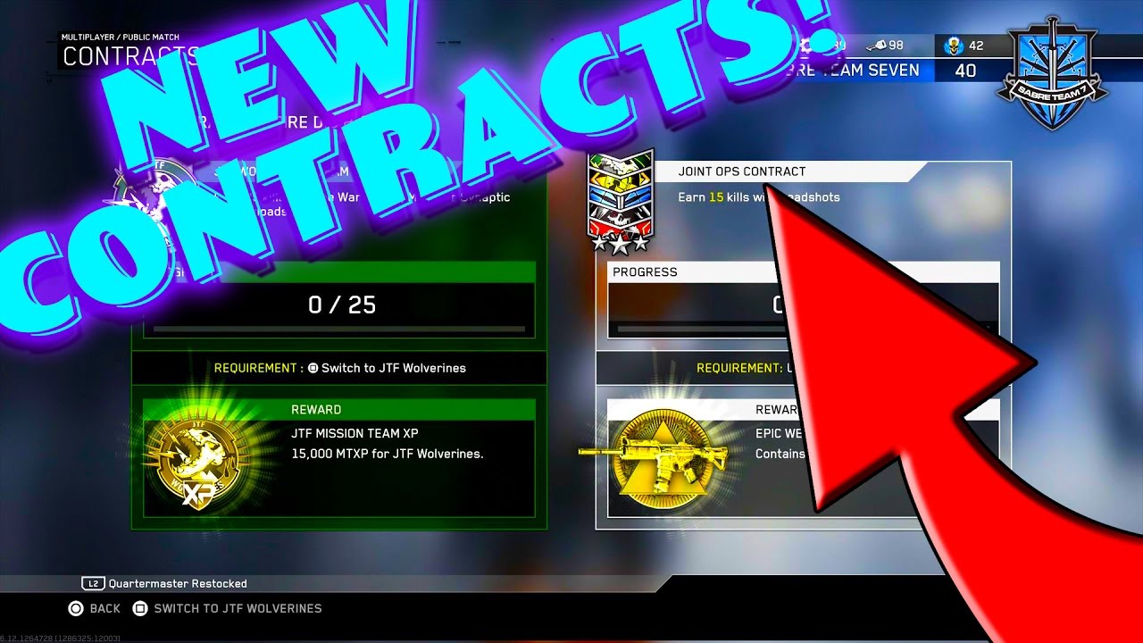 Unlocking NEW  CONTRACTS in Infinite Warfare! NEW RARE SUPPLY DROP BUNDLE! (EPIC WEAPON HACK)