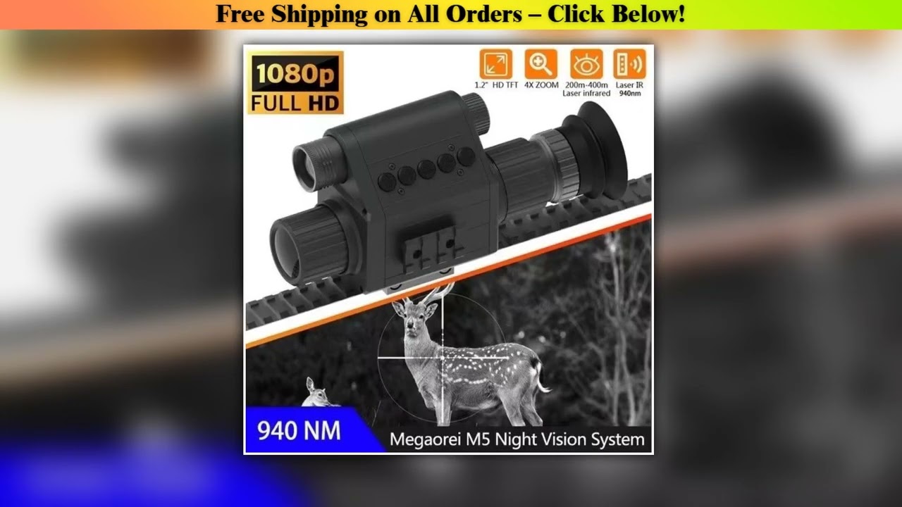2026 new outdoor hunting night vision rifle sight AI Zoom 5X 1080P ultra clear built-in crosshair
