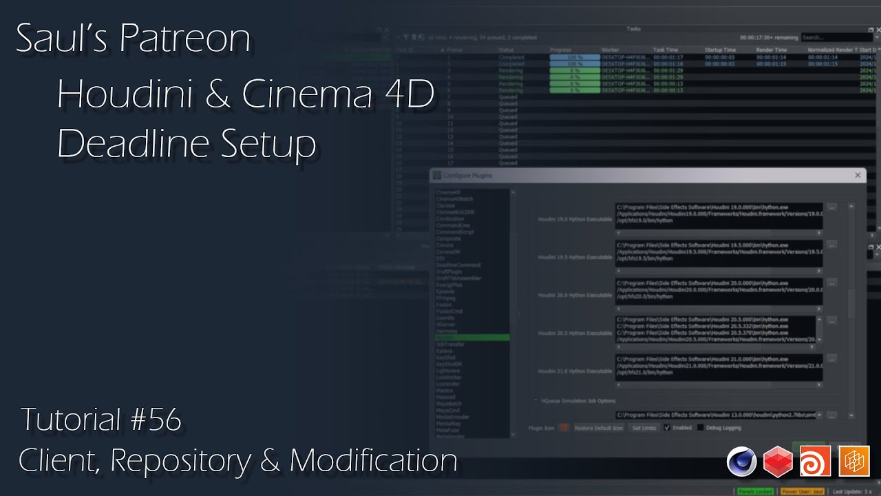 Patreon Tutorial Preview #56 - Houdini & Cinema 4D Deadline Setup - YouTube