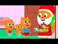 Familia de Gatos - Santa Trajo Juguetes Dibujos Animados Para Niños