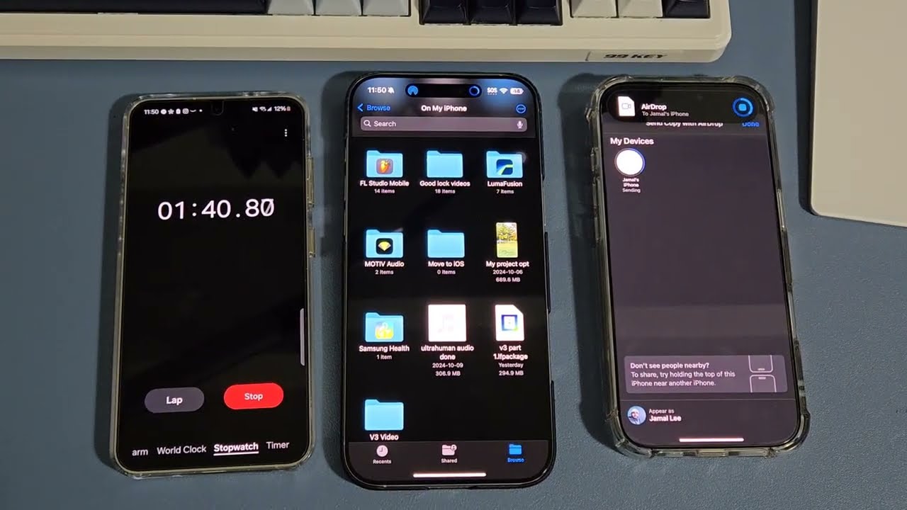 Air Drop vs Quickshare/NearbyShare - iPhone 16 Pro vs Galaxy Z Fold6 & S24