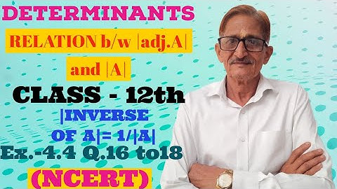 L.11|DETERMINANT|CLASS-12|EX.4.4 (NCERT)Q.16to18| MATRIX EQUATION||adj.A|, |A| relation,|A Inverse|