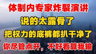 体制内专家炸裂演讲，说的的太露骨了，把权力的底裤都扒干净了！非常值得一听！