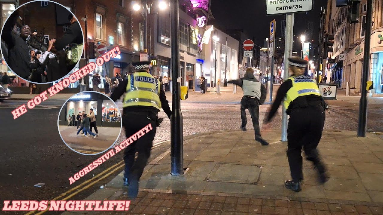 MADNESS IN LEEDS! THIS IS THE GAZA! HE RUNS FROM THE POLICE! MAN GETS KNOCKED OUT!