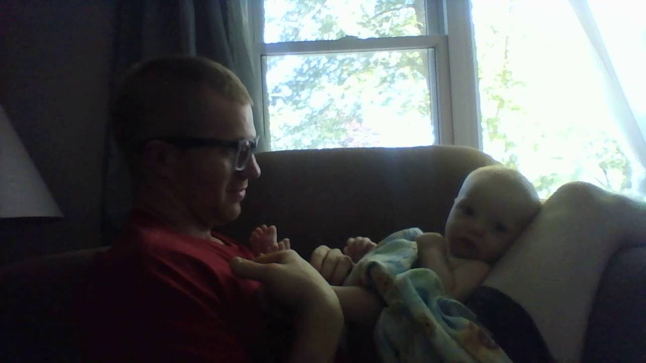 Adorable baby laughs at Dad's hiccups