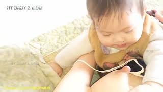 Baby is hungry, mom breastfeeding baby on the weekend || candy channel || breastfeeding mom