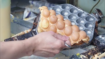 【4K】Egg waffle and glutinous rice dumpling from Hong Kong night market