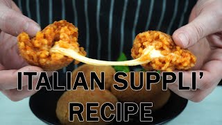 Italian Suppli. an Italian Fried Rice Ball with an Heart of Melted Mozzarella