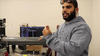 Stevens Ph.D. demonstrates velocimetry with lasers and a shock tube