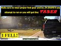 Driver tries to run after short PURSUIT, but he FALLS and gets the TASER!  Arkansas State Police win