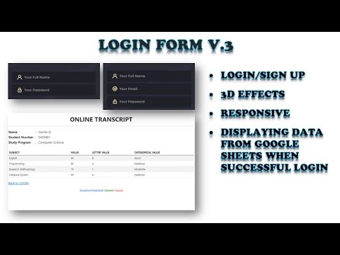 Login Form with Google Apps Script - Login Form V3 | Responsive | Displaying Data From Google Sheets