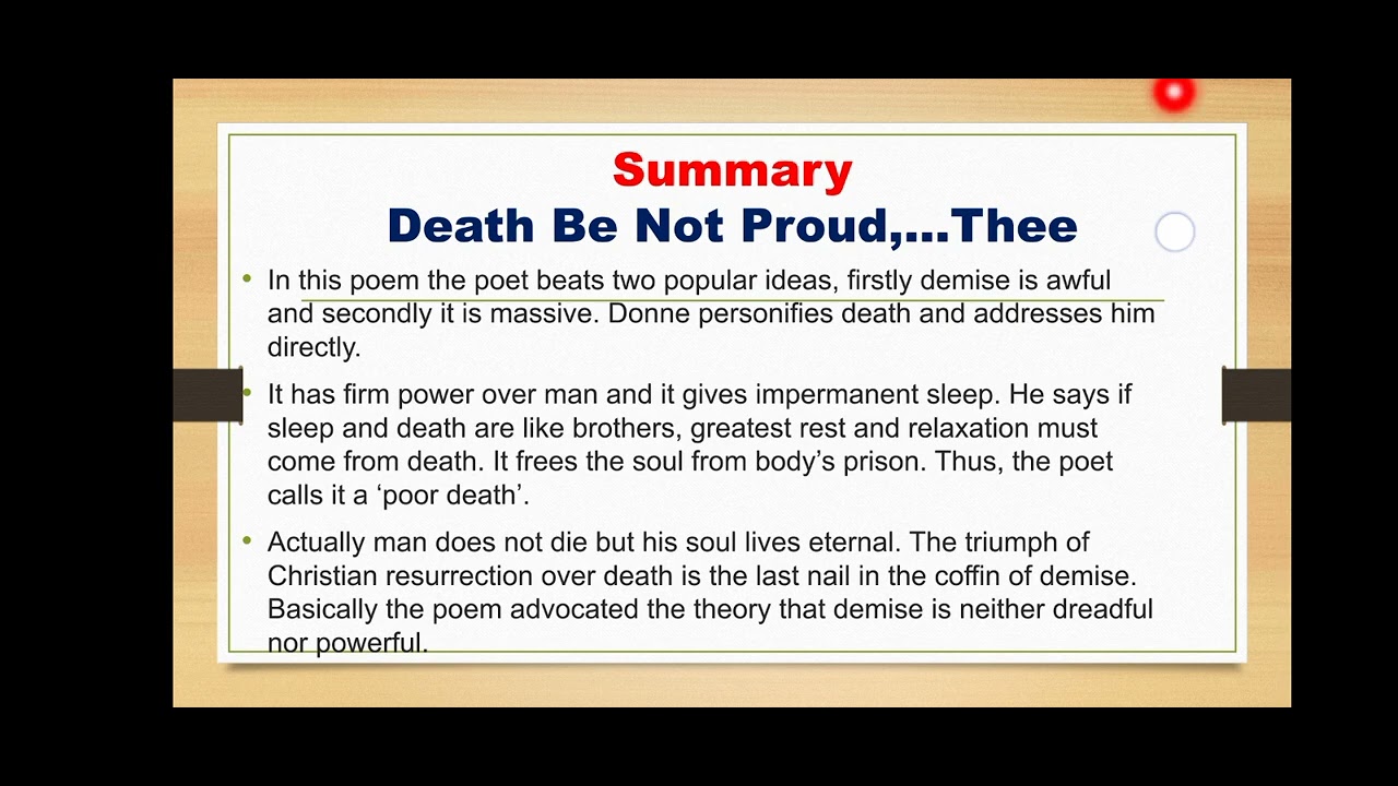 Death be not proud By John Donne Critical Appreciation| Summary|Critical Analysis|Themes