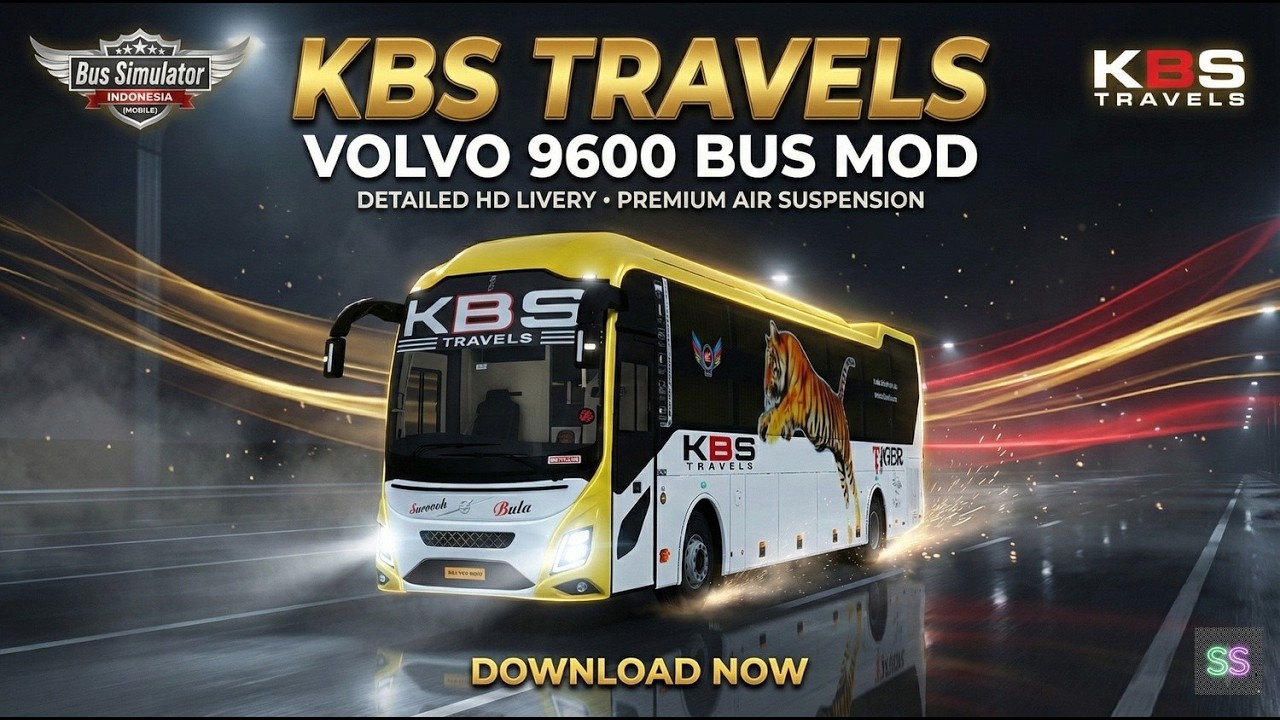 KBS Travels Volvo 9600 Bus Mod | Ultra HD Livery & Premium Suspension | BUSSID | SS Strikers