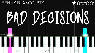 benny blanco, BTS &amp; Snoop Dogg - Bad Decisions | EASY Piano Tutorial