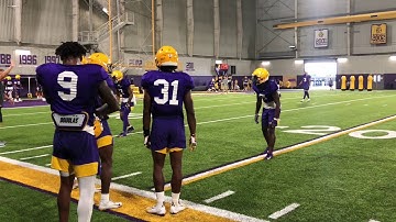 LSU defensive backs run individual drills Sunday