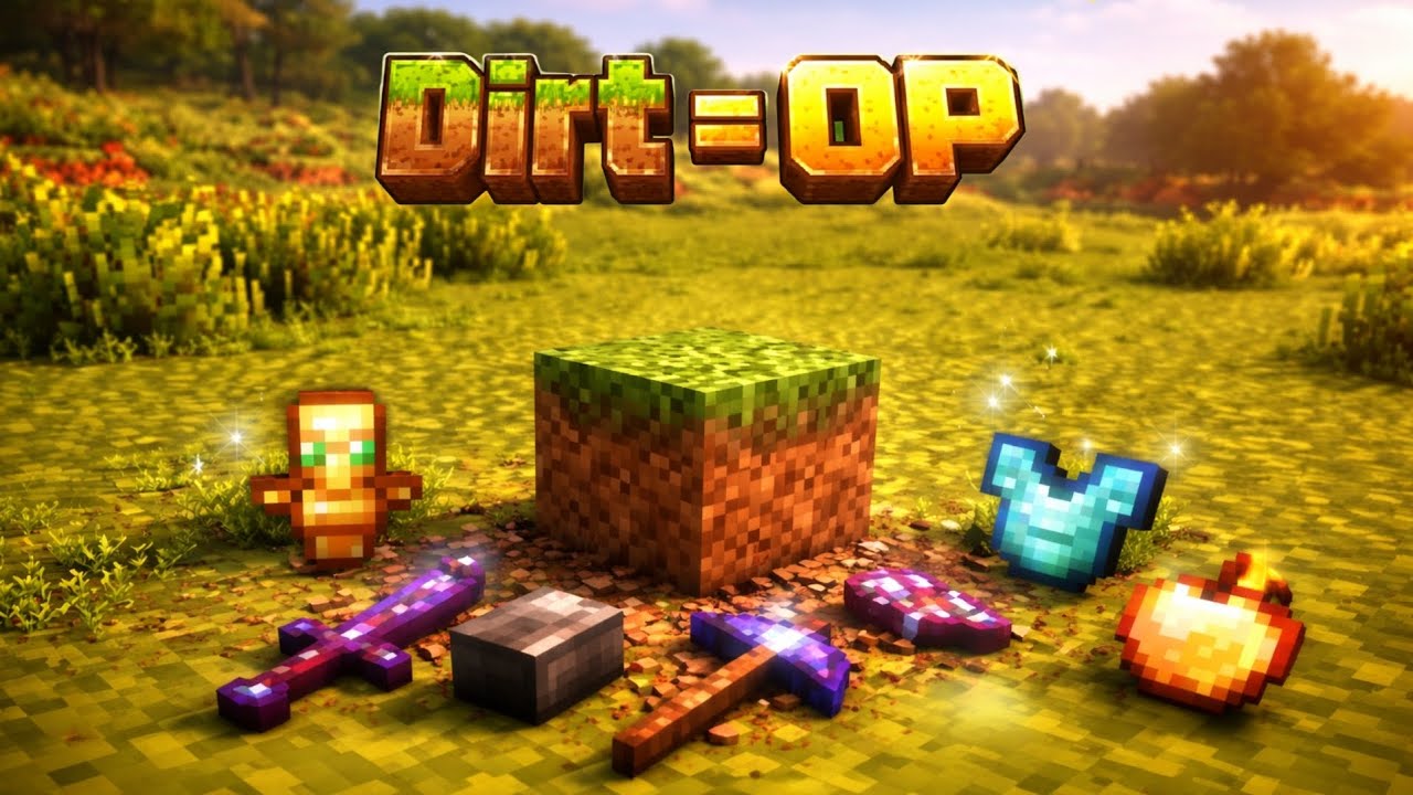 Minecraft But Dirt Drops OVERPOWERED Items