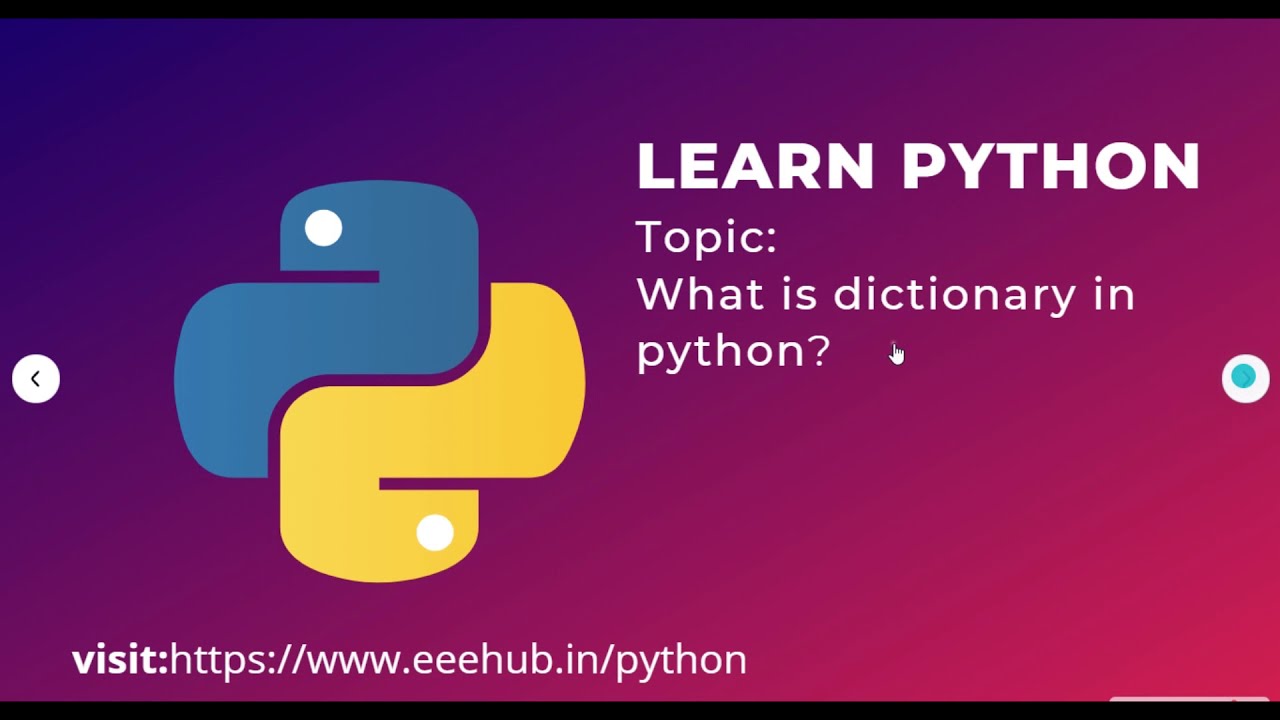 What is dictionary in python | Python for Beginners | EEEHUB - YouTube