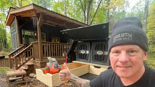 Over night at our Tiny Cabin building drawers for the truck bed