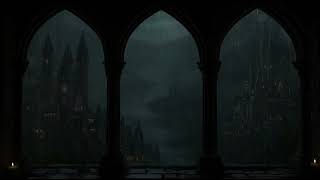 Calming Rain Sounds from Castle Window - Thunder for Sleeping, Insomnia, Medieval Deep Rest Tonight