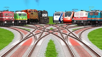 All Indian Trains Passing At Curved Branched Railroad Tracks ⚠️ Risky Crossing | train sim world 6