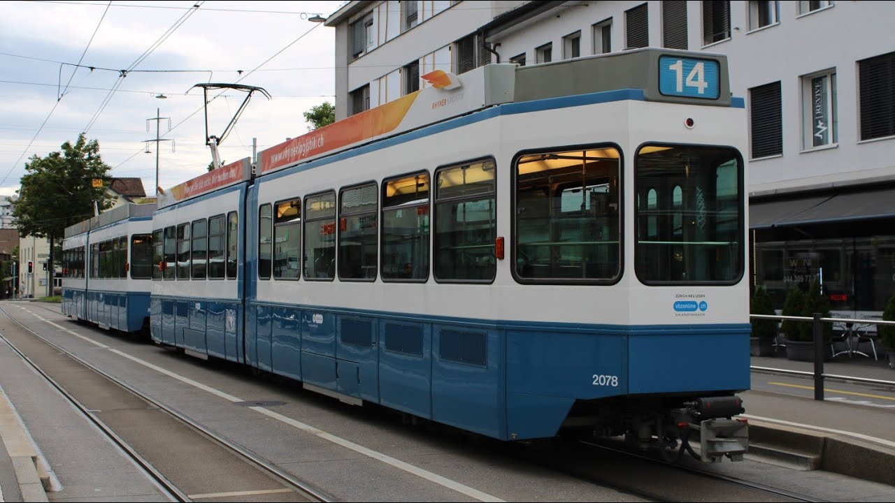 Strassenbahn Zürich Tram 2000 auf der Linie 14 Richtung Triemli 